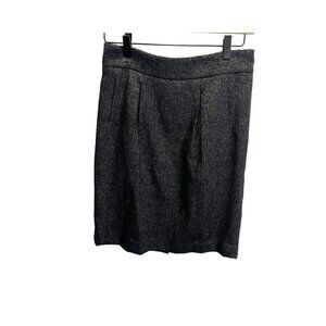 Ann Taylor Black Gray Tweed Pencil Skirt Wool Career Fall 2 Business